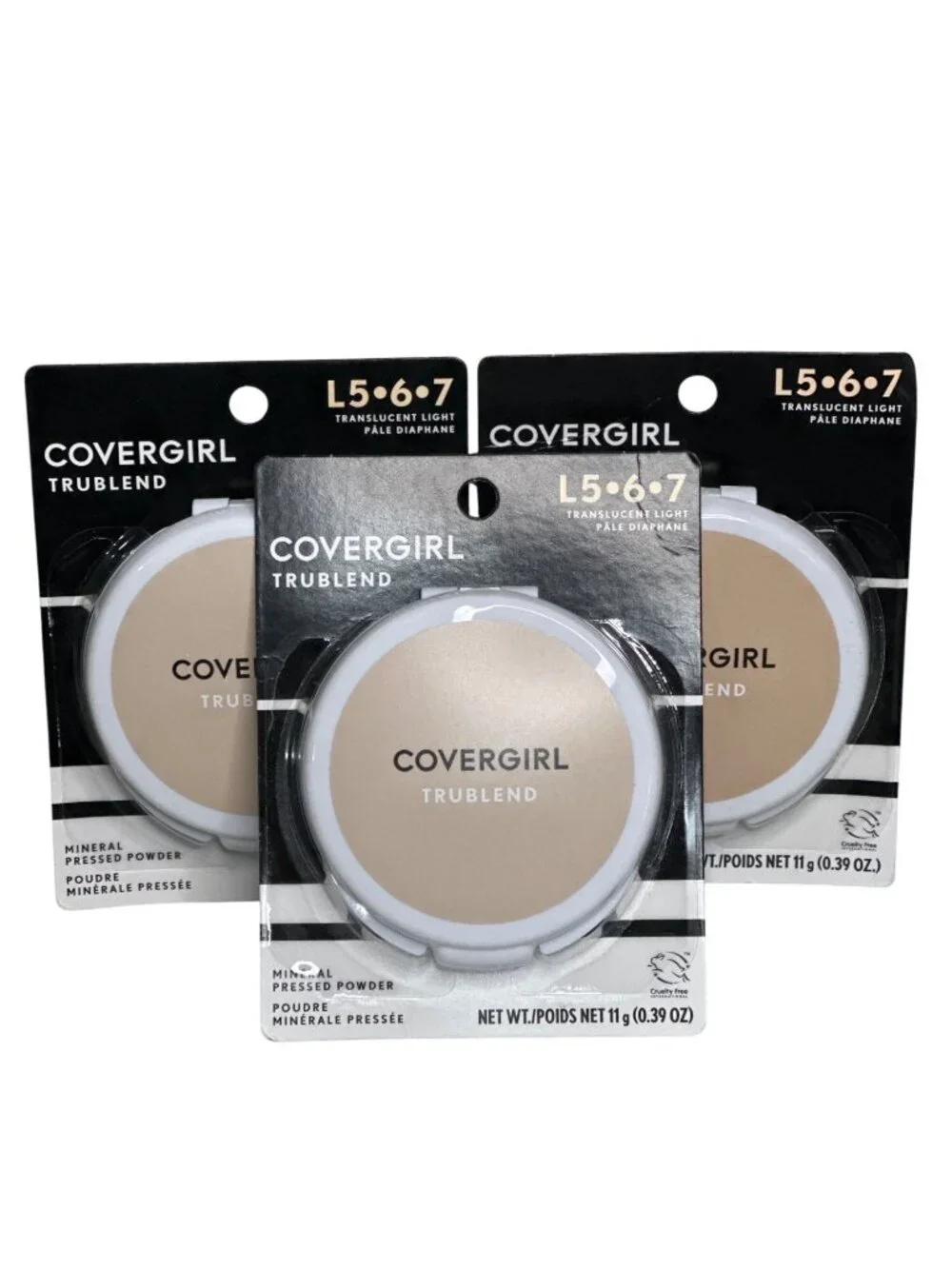 3x Pack CoverGirl TruBlend Mineral Pressed Powder L5-6-7 Translucent Light 11g